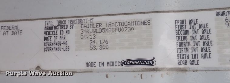 image for item DQ2979 2014 Freightliner Cascadia Evolution  semi truck