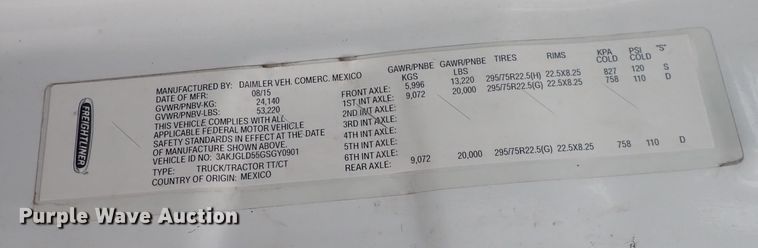 image for item DQ2981 2016 Freightliner Cascadia Evolution  semi truck