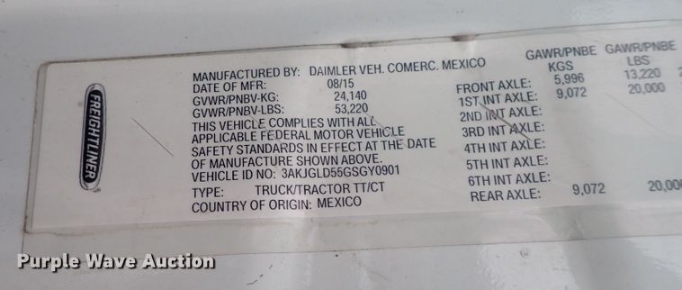 image for item DQ2981 2016 Freightliner Cascadia Evolution  semi truck