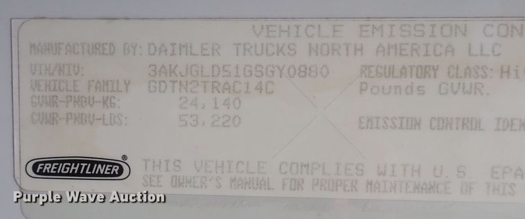 image for item DQ2982 2016 Freightliner Cascadia Evolution  semi truck