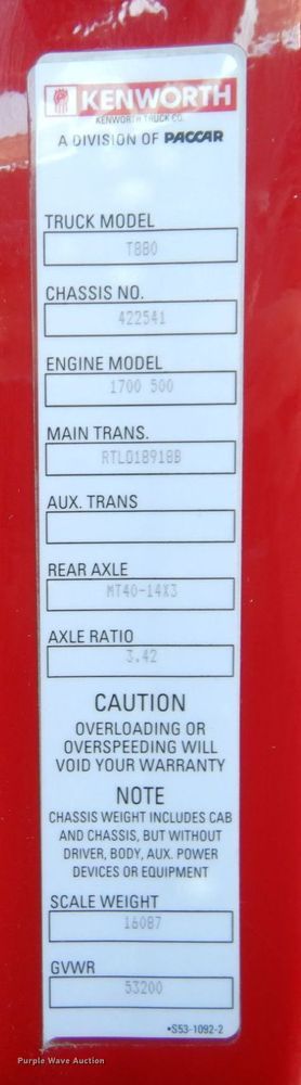 image for item DS1443 2015 Kenworth T880  semi truck