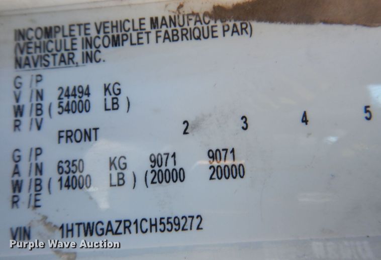 image for item DS8237 2012 International WorkStar 7400  refuse truck