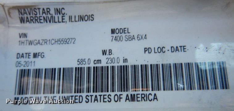 image for item DS8237 2012 International WorkStar 7400  refuse truck