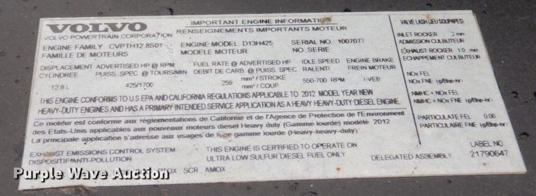 image for item JL9881 2013 Volvo VN  semi truck