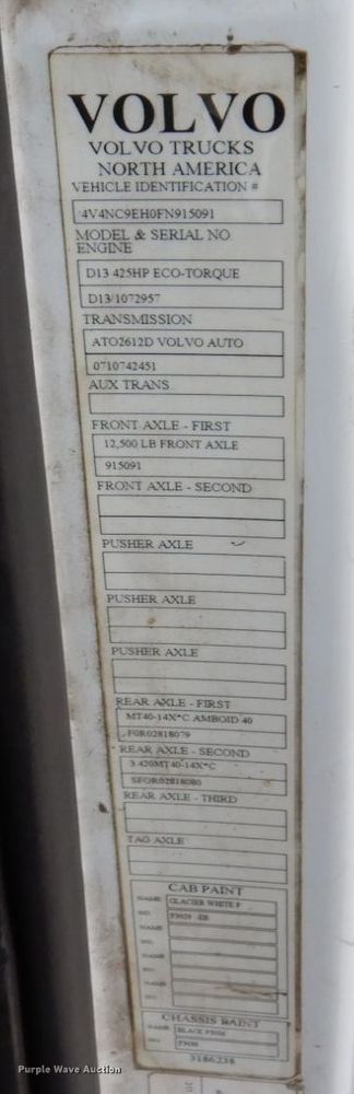 image for item JL9884 2015 Volvo VN  semi truck