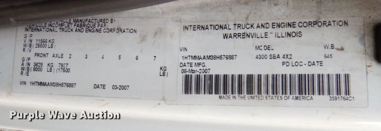 image for item JL9896 2008 International 4300  flatbed truck