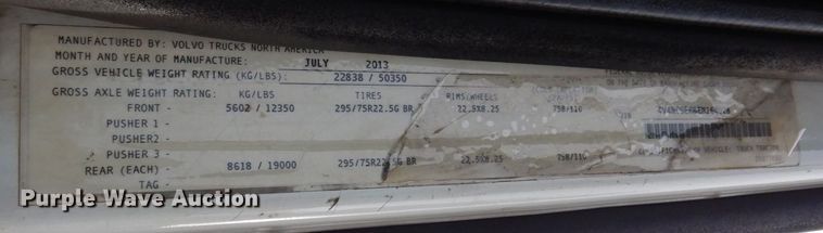 image for item JL9897 2014 Volvo VN  semi truck