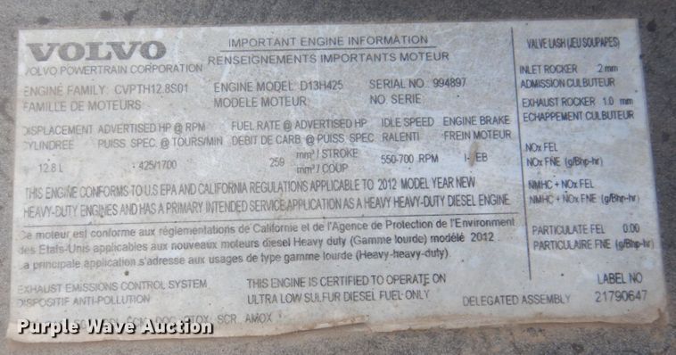 image for item JL9913 2013 Volvo VN  semi truck