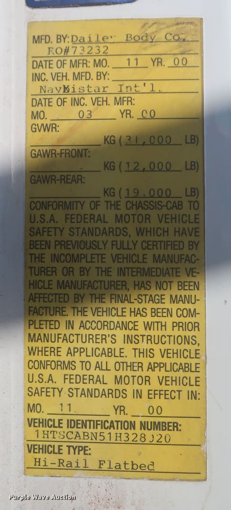 image for item MJ9168 2001 International 4700  bucket truck