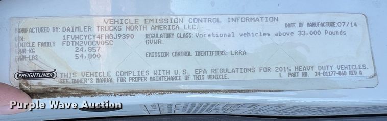 image for item MR9915 2015 Freightliner Business Class M2  flatbed truck