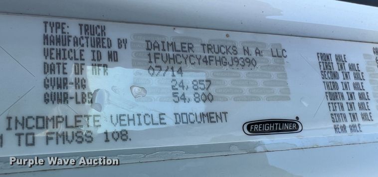 image for item MR9915 2015 Freightliner Business Class M2  flatbed truck