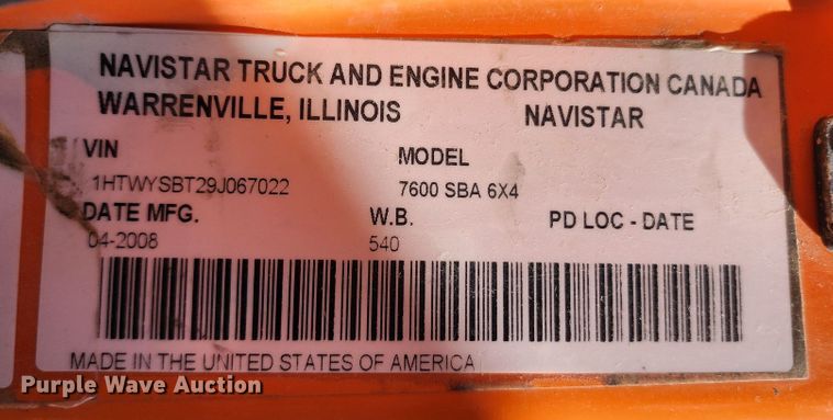 image for item DC6187 2009 International 7600  dump truck