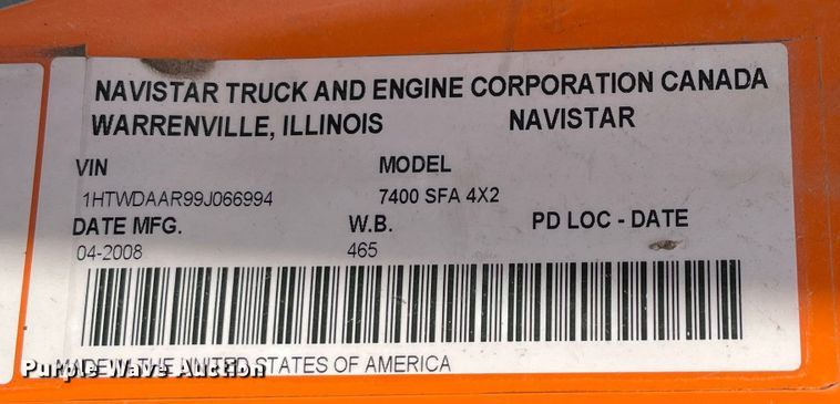 image for item DC6213 2009 International WorkStar 7400  dump truck