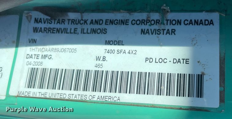 image for item DC6221 2009 International WorkStar 7400  dump truck