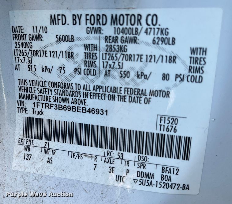 image for item DR7281 2011 Ford F350 Super Duty XL  pickup truck