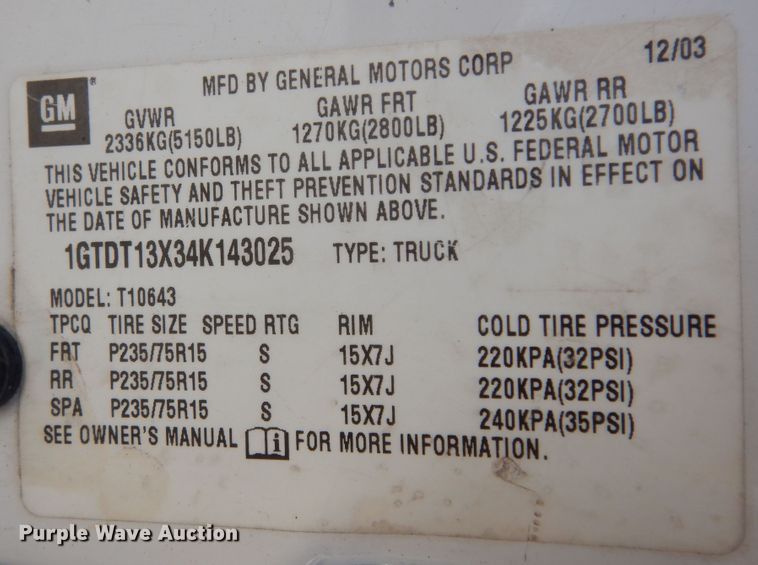 image for item DI6783 2004 GMC Sonoma SLS  Crew Cab pickup truck