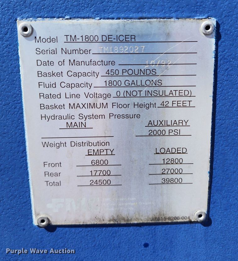 image for item DL6708 1993 Ford F700  de-icer truck