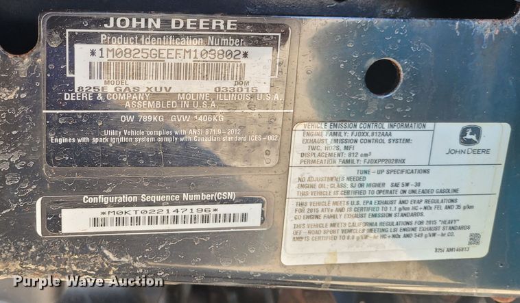image for item DM1050 2015 John Deere 825i Gator utility vehicle