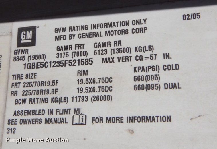 image for item DR2074 2005 Chevrolet C5500  utility / service truck