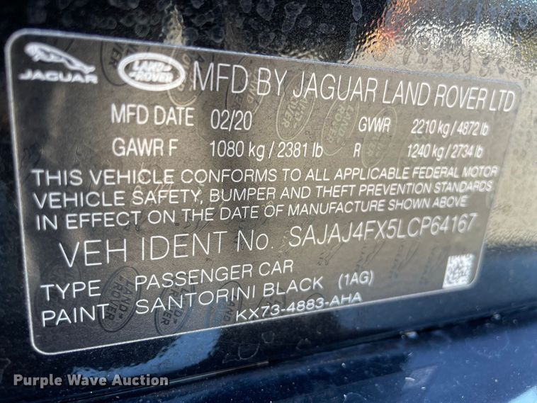 image for item JC9919 2020 Jaguar P250 XE