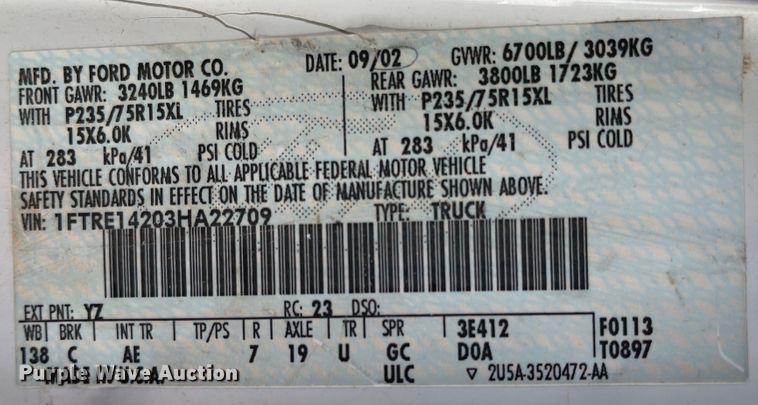 image for item JD9213 2003 Ford E150  van