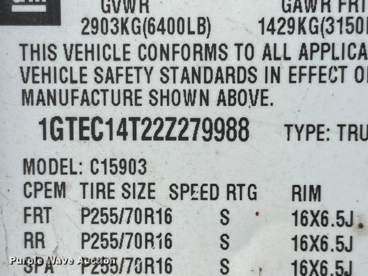 image for item JD9215 2002 GMC Sierra 1500  pickup truck