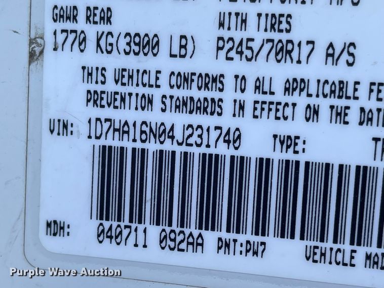 image for item JD9219 2004 Dodge Ram 1500  pickup truck