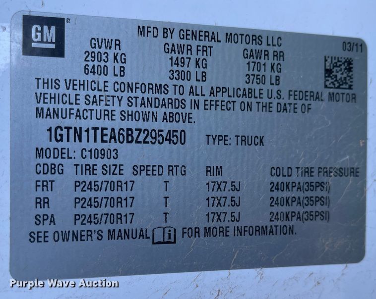 image for item JD9220 2011 GMC Sierra 1500  pickup truck