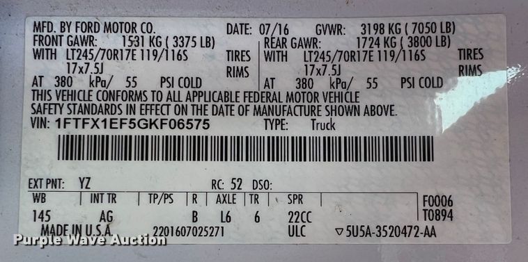 image for item KF9909 2016 Ford F150  SuperCab pickup truck