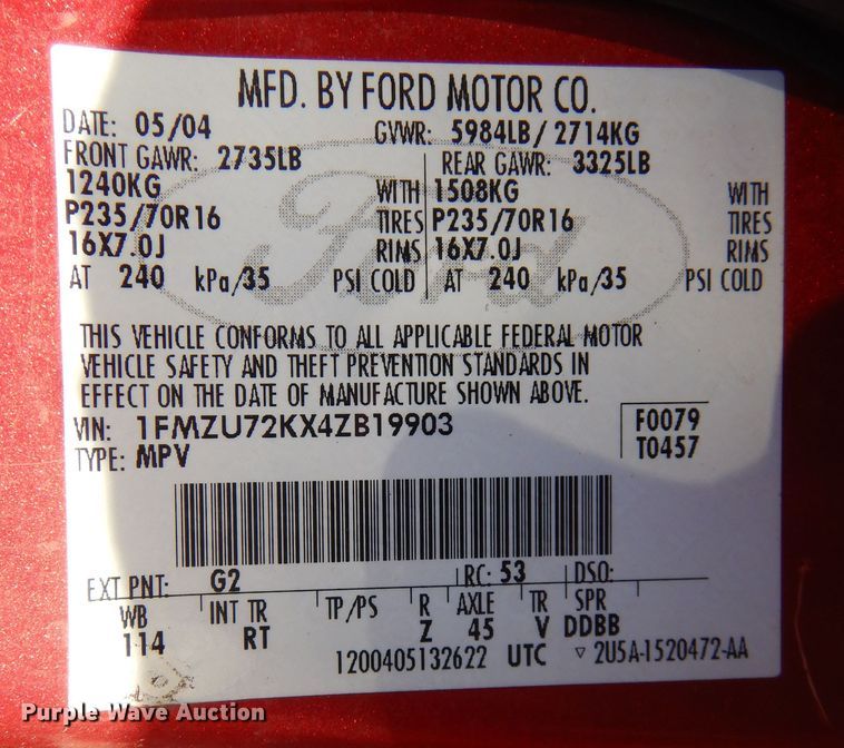 image for item KU9665 2004 Ford Explorer  SUV