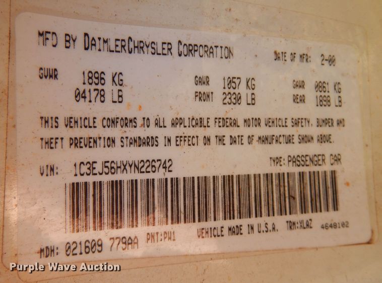 image for item KU9666 2000 Chrysler Cirrus