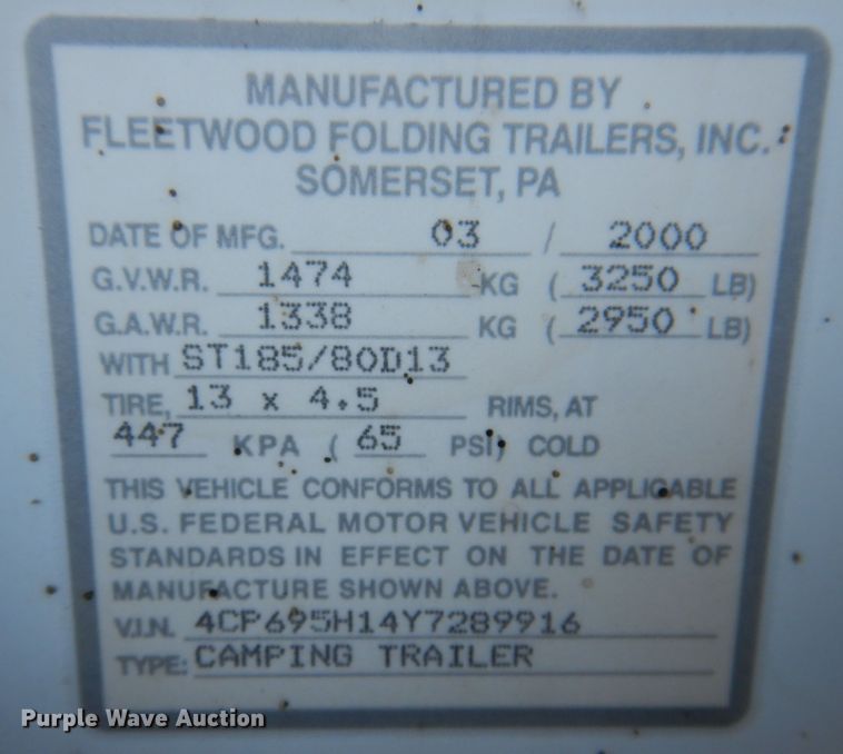 image for item KW9403 2000 Coleman Niagara Elite  camper