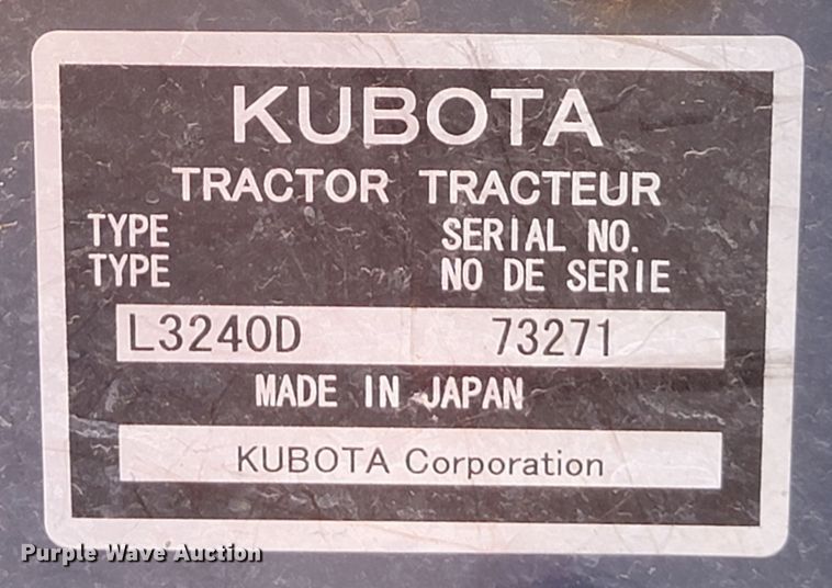 image for item LL9626 Kubota L3240  backhoe