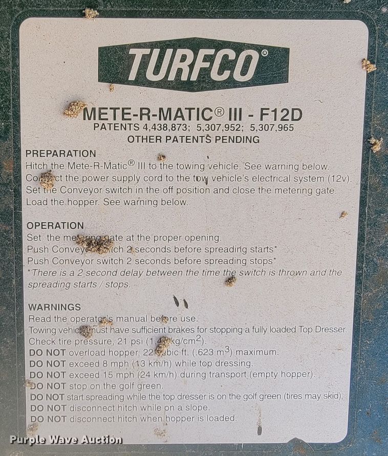 image for item LL9627 Turfco F12D  top dresser