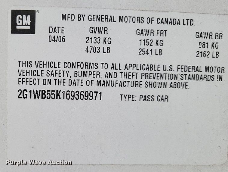 image for item LR9038 2006 Chevrolet Impala