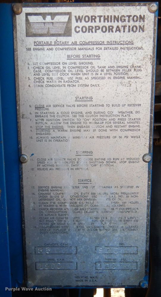 image for item LU9676 Worthington  air compressor