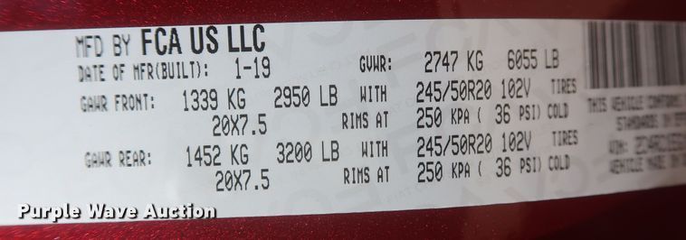 image for item MJ9169 2019 Chrysler Pacifica  van