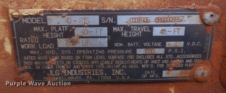 image for item MJ9186 JLG 40-RTS  scissor lift