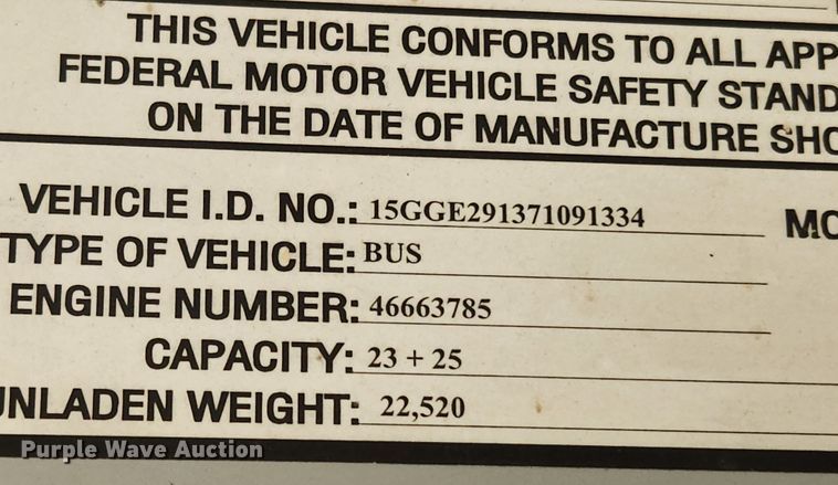 image for item MK9446 2007 Gillig G29E102R2  coach bus