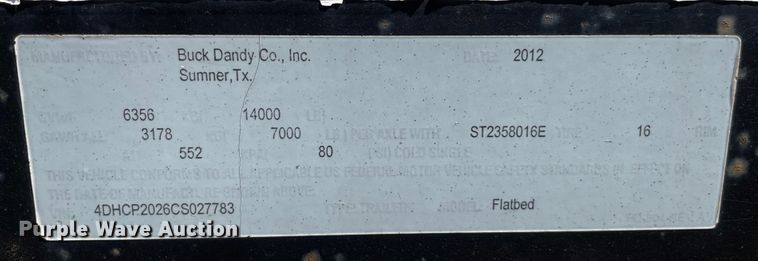 image for item MR9421 2012 Buck Dandy  equipment trailer