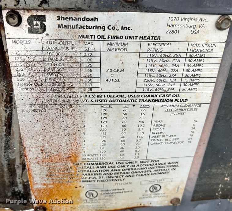 image for item MR9962 Shenandoah  oil burning furnace