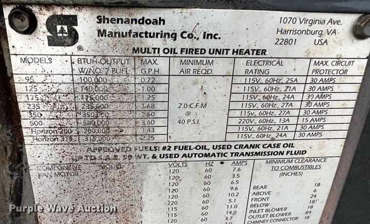image for item MR9962 Shenandoah  oil burning furnace