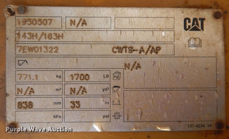 image for item DK2039 2006 Caterpillar 143H  VHP motor grader