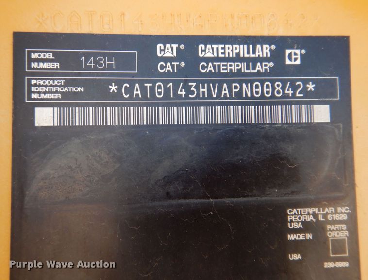 image for item DK2039 2006 Caterpillar 143H  VHP motor grader