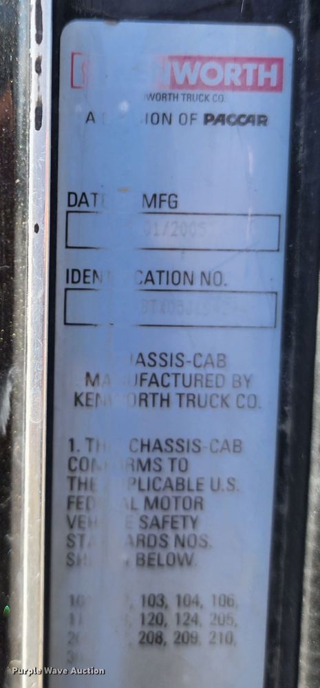 image for item DL6715 2005 Kenworth T800  dump truck