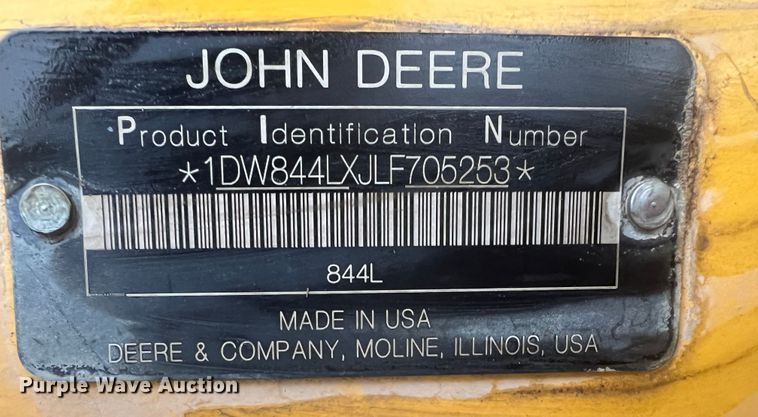 image for item DO8854 2020 John Deere 844L  wheel loader
