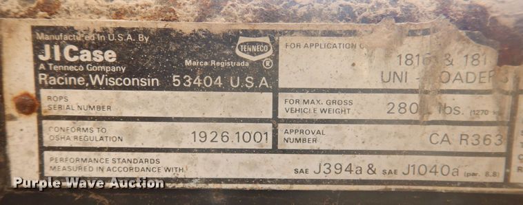 image for item DP0399 1978 Case 1816B  skid steer loader