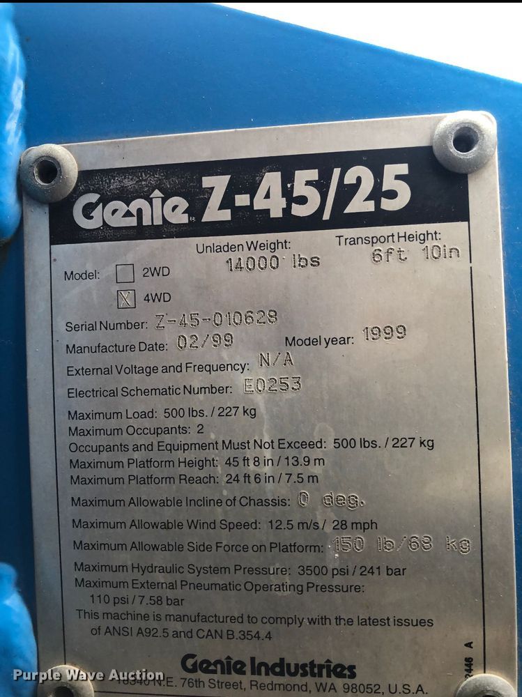 image for item DQ3025 Genie Z45/25  boom lift