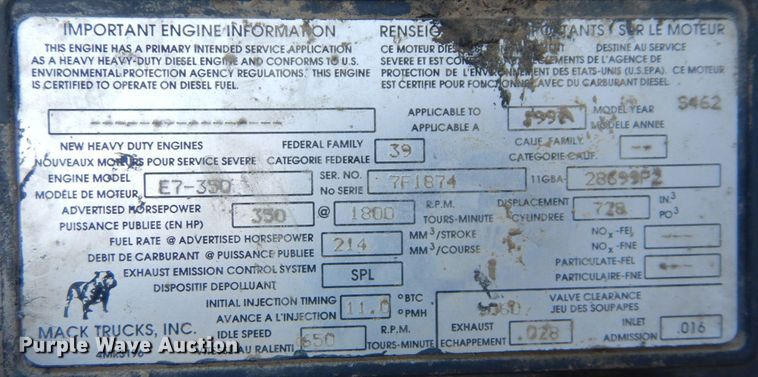 image for item DS1456 1997 Mack RD688S  dump truck