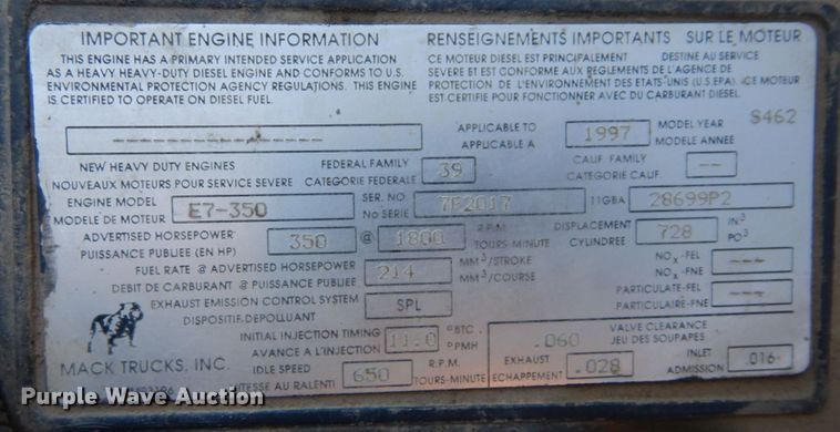 image for item DS1457 1997 Mack RD688S  dump truck